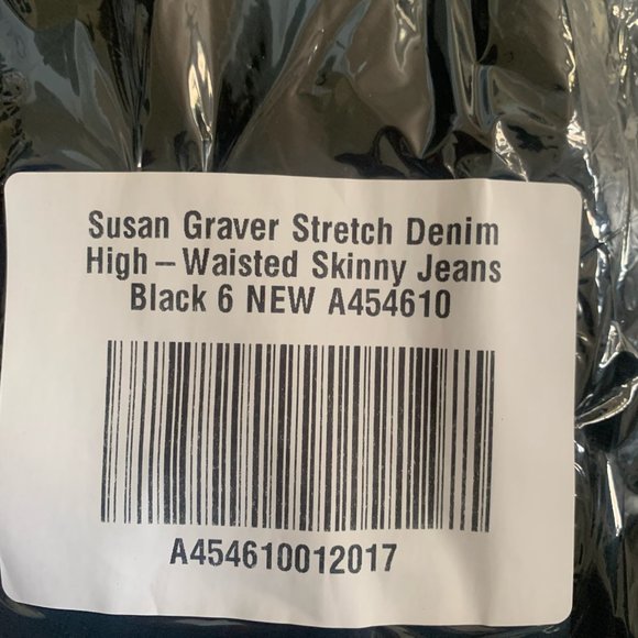 NWT SUSAN GRAVER REPREVE STRETCH DENIM HIGH-WAISTED SKINNY JEANS BLACK 6 - Picture 6 of 7